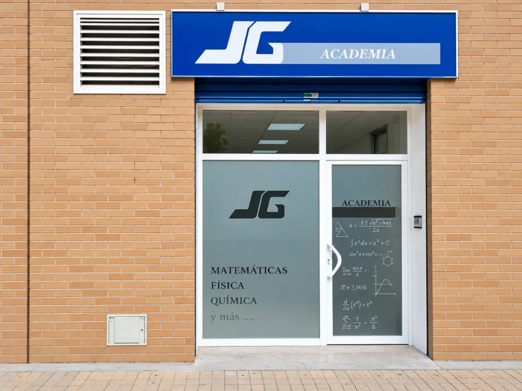 Fachada de JG Academia en la calle Jesús Martí Martín 18, con el rótulo azul sobre la puerta